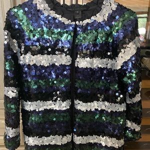 Sequined blue and silver dinner jacket